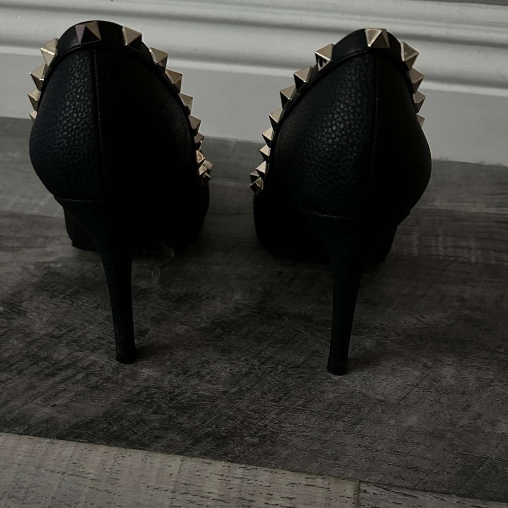 Valentino Black and Gold Studded Heels - Picture 2 of 5
